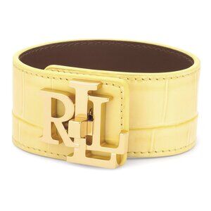 Lauren Ralph Lauren Logo Yellow Croc-Embossed Leather Wrap Bracelet NWT